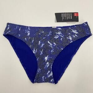 Under Armour Womens Bikini Bottom Blue White Patterned Design Swim NEW XL
